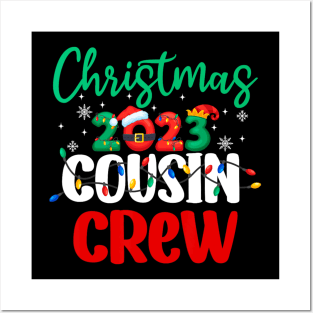 Christmas 2023 Cousin Crew Xmas Lights Funny Matching Pajama Posters and Art